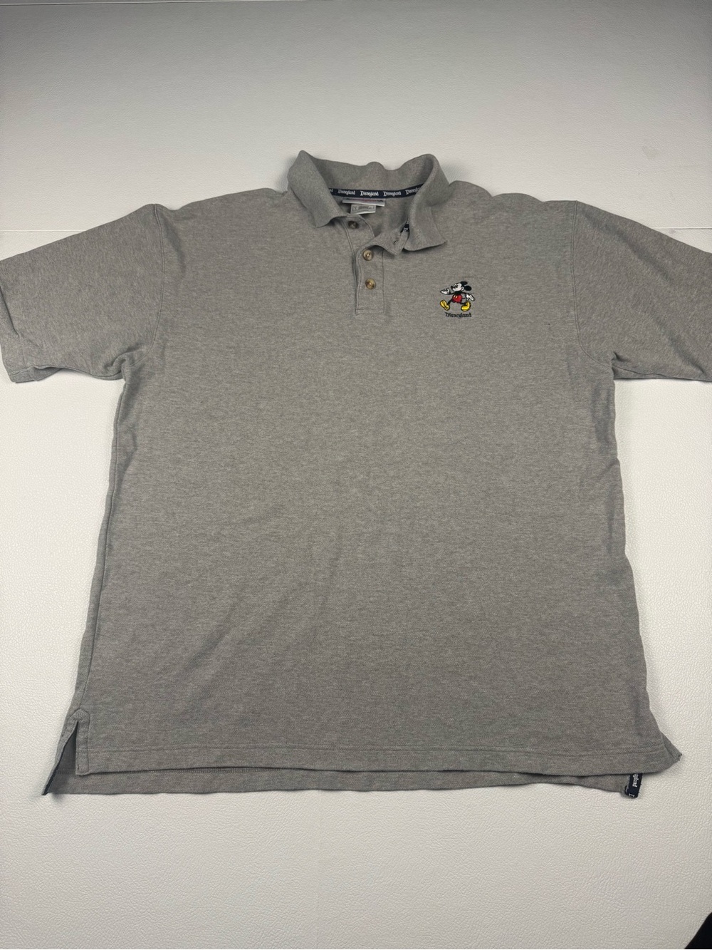 Disneyland Mickey Mouse Embroidered Gray Polo Shirt Men’s Large 100% Cotton